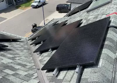 Roof mounted array of solar panels
