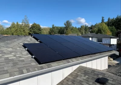 Roof mounted array of solar panels