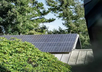 Roof mounted array of solar panels