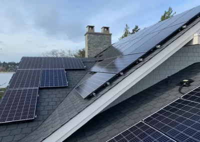 Roof mounted array of solar panels