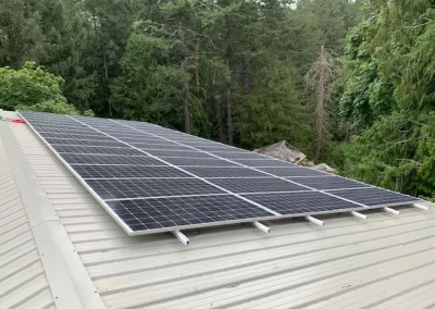 Roof mounted array of solar panels