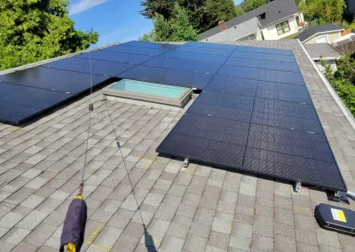 Roof mounted array of solar panels