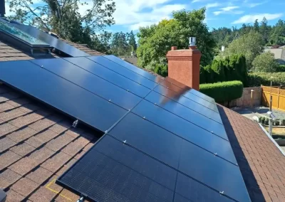 Roof mounted array of solar panels
