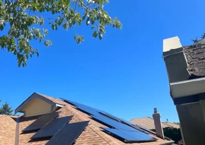 Roof mounted array of solar panels
