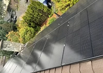 Roof mounted array of solar panels