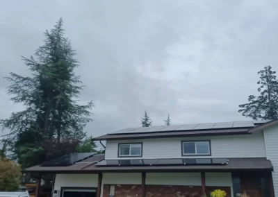 Roof mounted array of solar panels