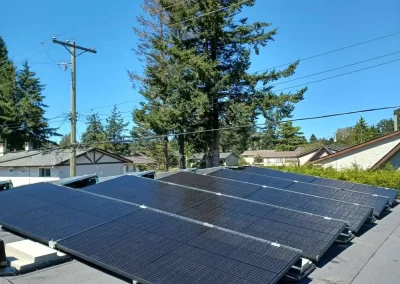 Roof mounted array of solar panels