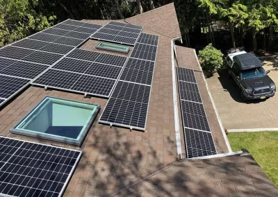 Roof mounted array of solar panels