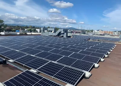 Roof mounted array of solar panels
