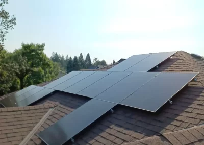 Roof mounted array of solar panels