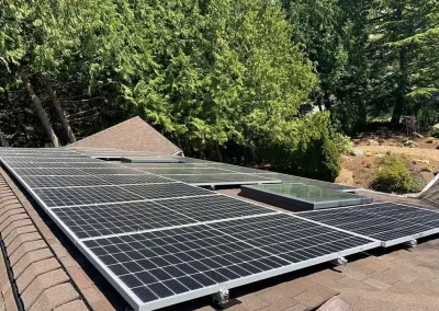 Roof mounted array of solar panels