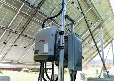 Solar control panel system for ground mounted solar panel array