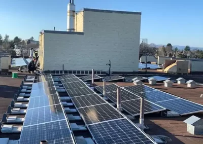 Roof mounted array of solar panels