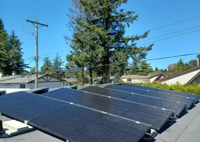 Roof mounted array of solar panels