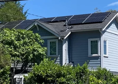 Roof mounted array of solar panels