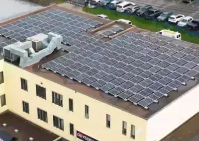 Roof mounted array of solar panels