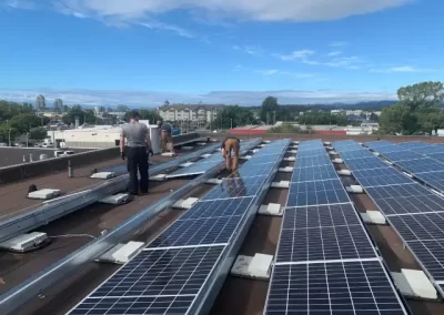 Roof mounted array of solar panels
