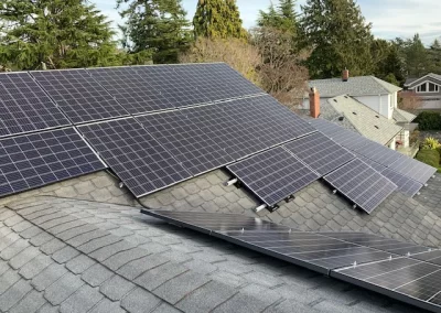 Roof mounted array of solar panels